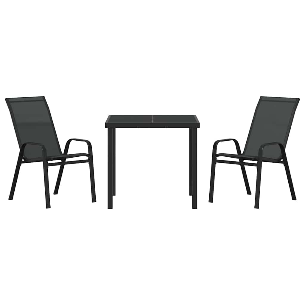 Kert étkező szett 3 pcs Fekete Porfestett acél
