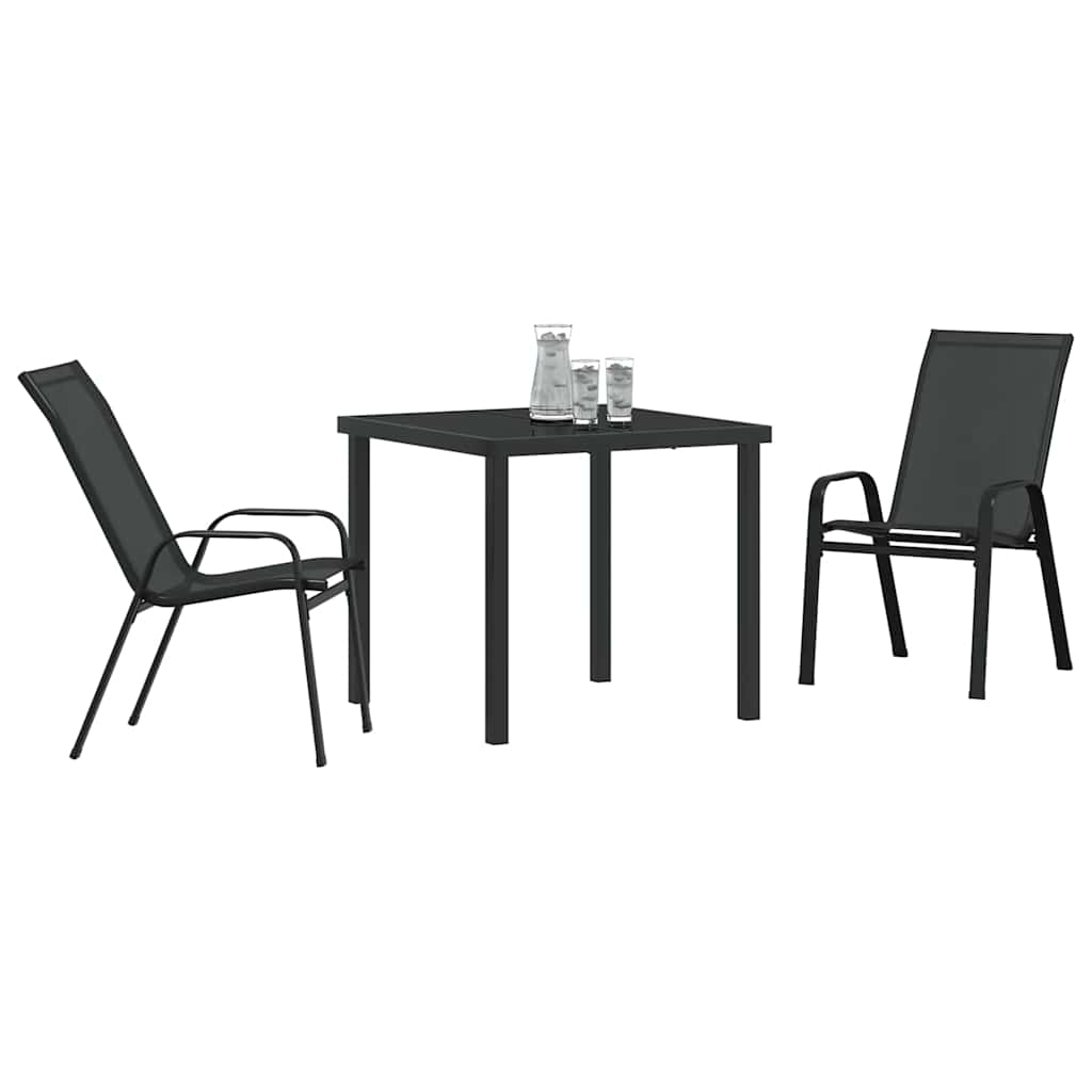 Kert étkező szett 3 pcs Fekete Porfestett acél