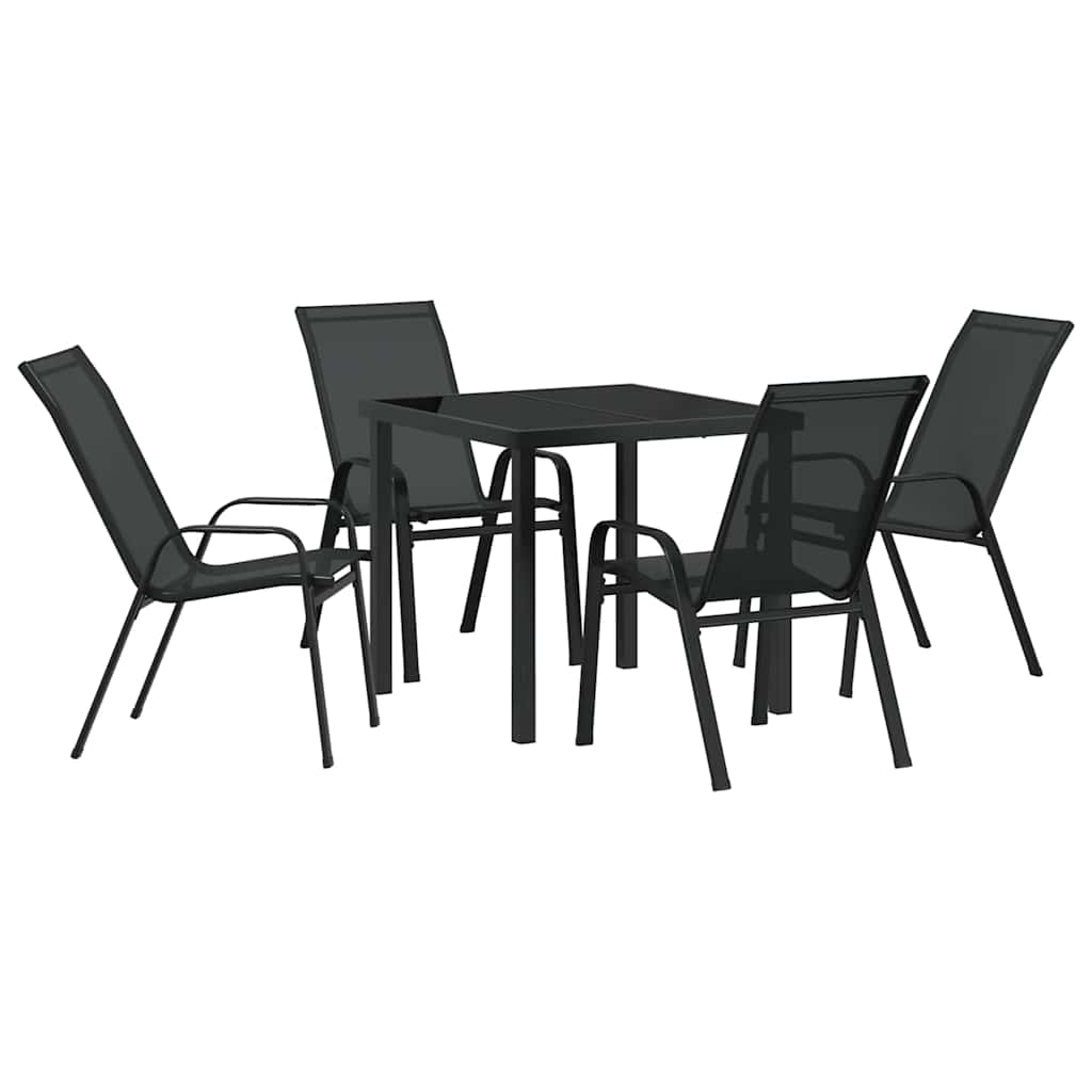 Kert étkező szett 5 pcs Fekete Porfestett acél