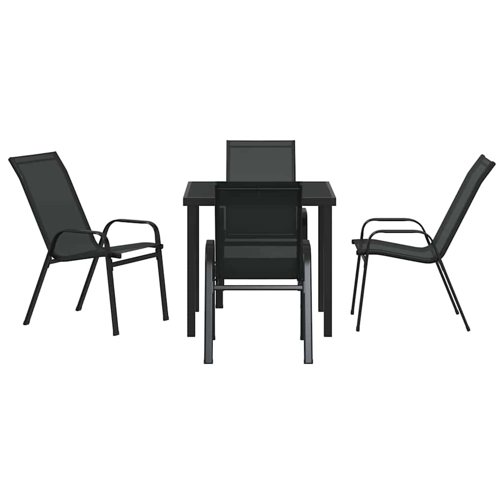 Kert étkező szett 5 pcs Fekete Porfestett acél
