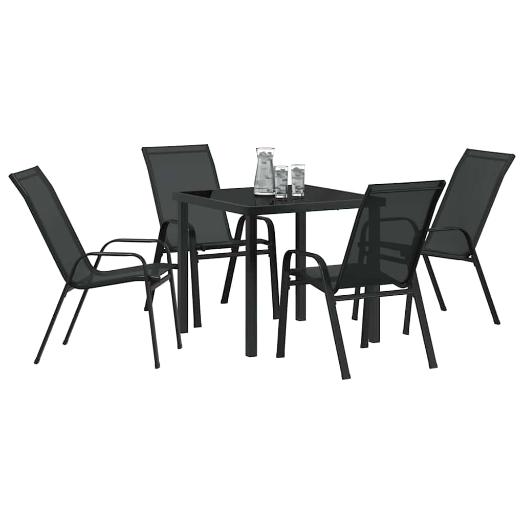 Kert étkező szett 5 pcs Fekete Porfestett acél