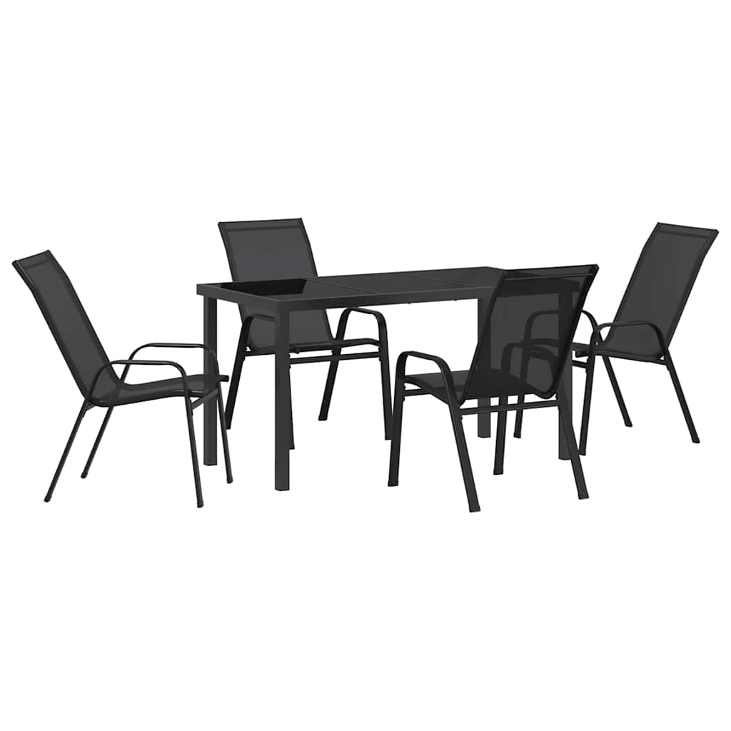 Kert étkező szett 5 pcs Fekete Porfestett acél