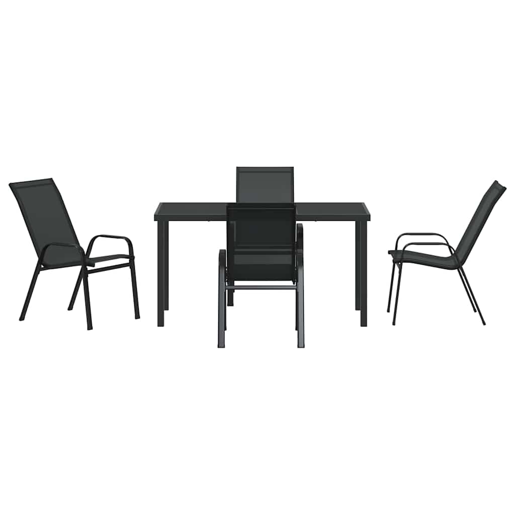 Kert étkező szett 5 pcs Fekete Porfestett acél