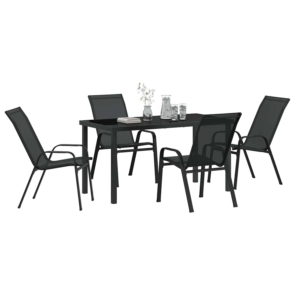 Kert étkező szett 5 pcs Fekete Porfestett acél