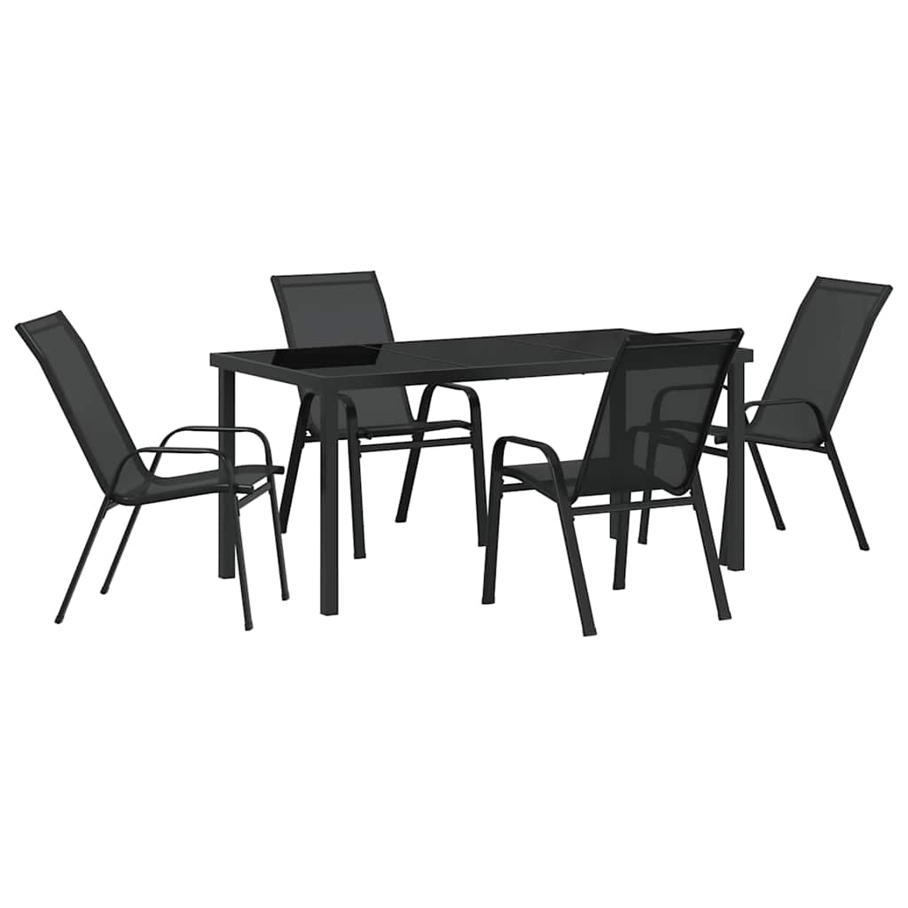 Kert étkező szett 5 pcs Fekete Porfestett acél