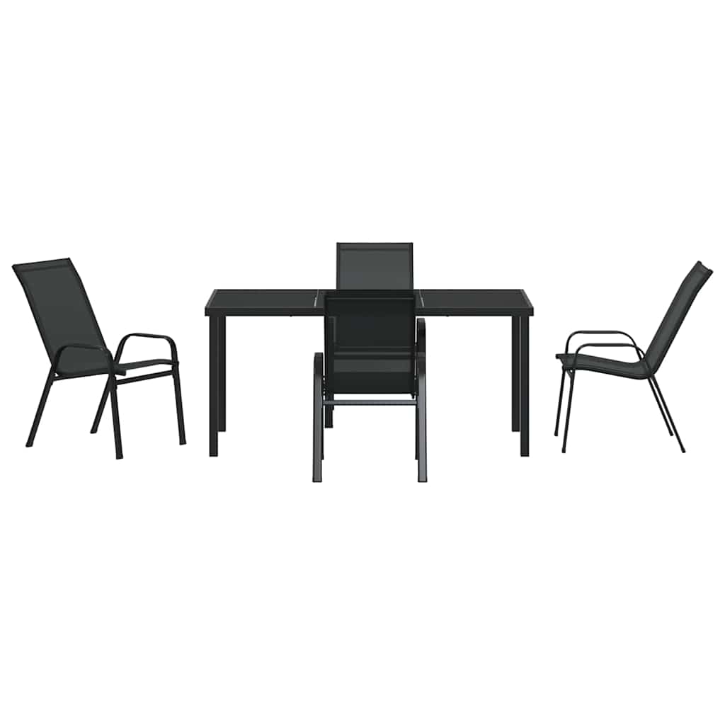 Kert étkező szett 5 pcs Fekete Porfestett acél