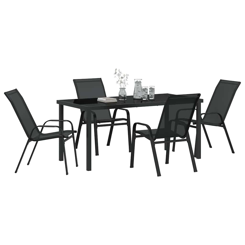 Kert étkező szett 5 pcs Fekete Porfestett acél