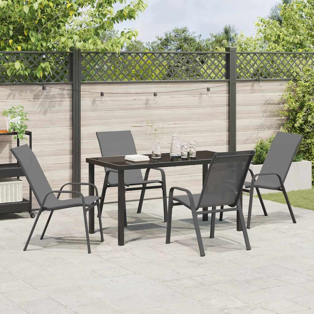 Kert étkező szett 5 pcs Szürke és fekete Porfestett acél