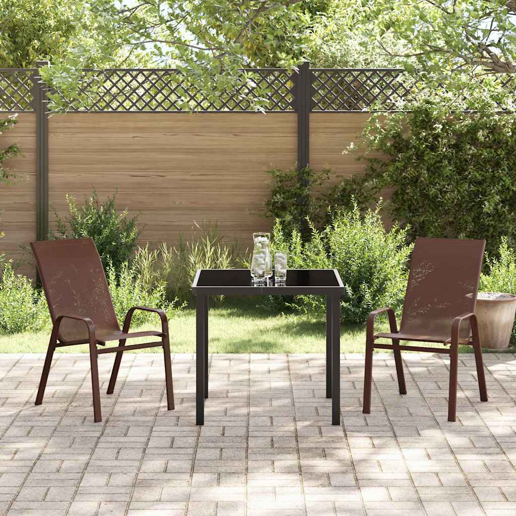 Kert étkező szett 3 pcs Barna és fekete Porfestett acél