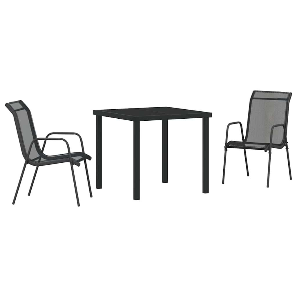 Kert étkező szett 3 pcs Fekete Porszórt acél