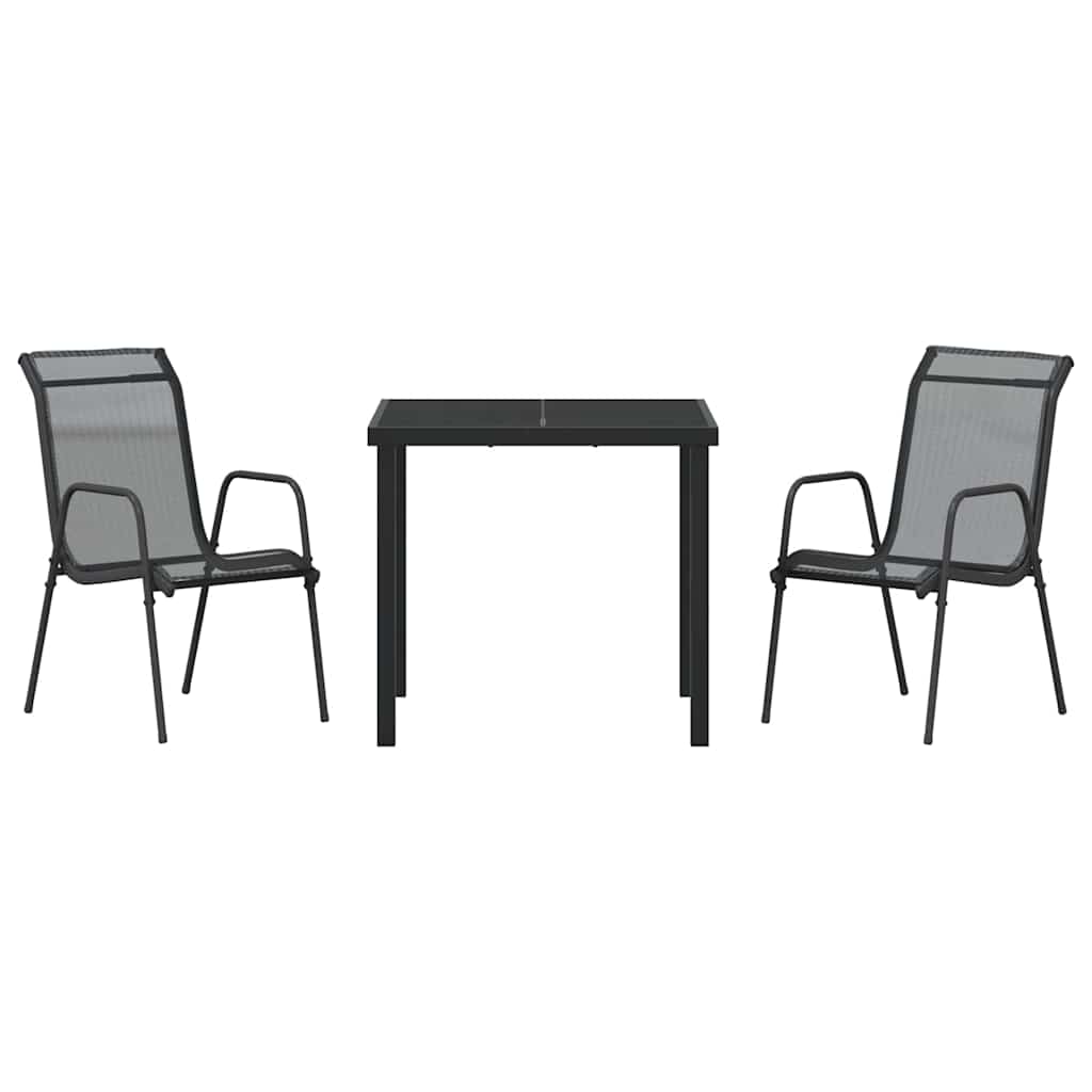 Kert étkező szett 3 pcs Fekete Porszórt acél