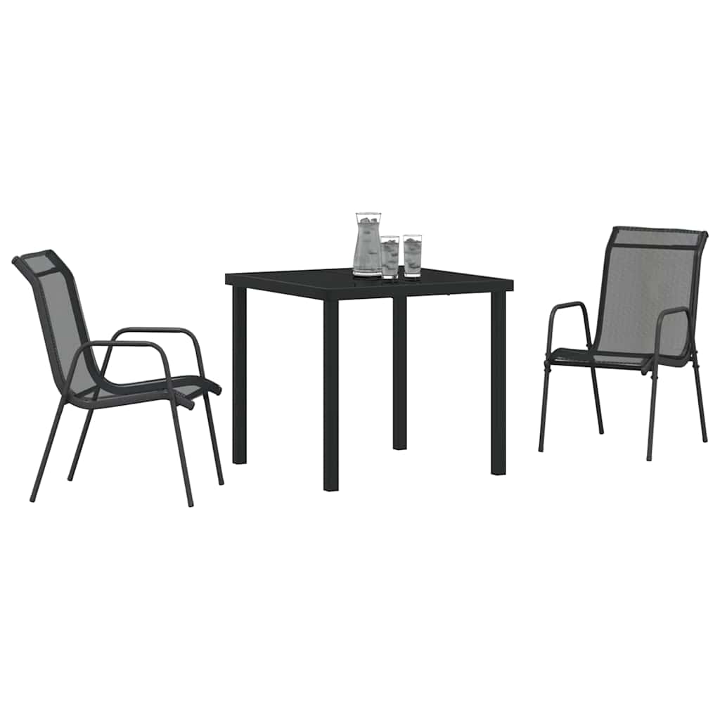 Kert étkező szett 3 pcs Fekete Porszórt acél