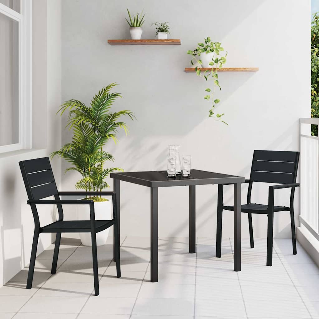 Kert étkező szett 3 pcs Fekete Porszórt acél