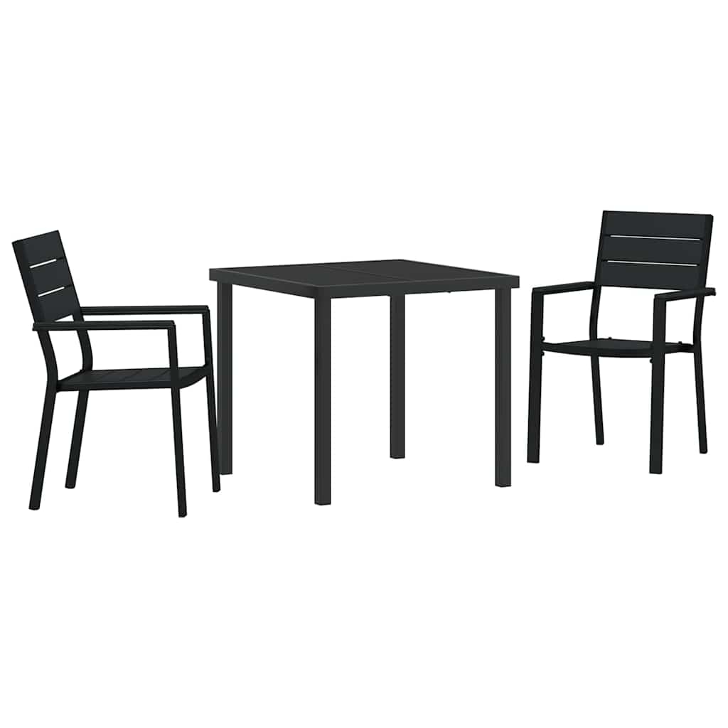 Kert étkező szett 3 pcs Fekete Porszórt acél