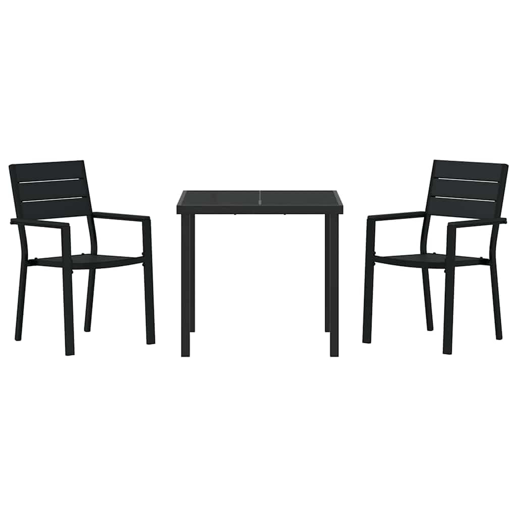 Kert étkező szett 3 pcs Fekete Porszórt acél