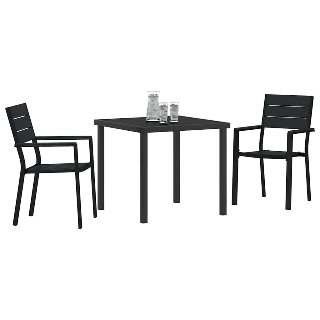 Kert étkező szett 3 pcs Fekete Porszórt acél