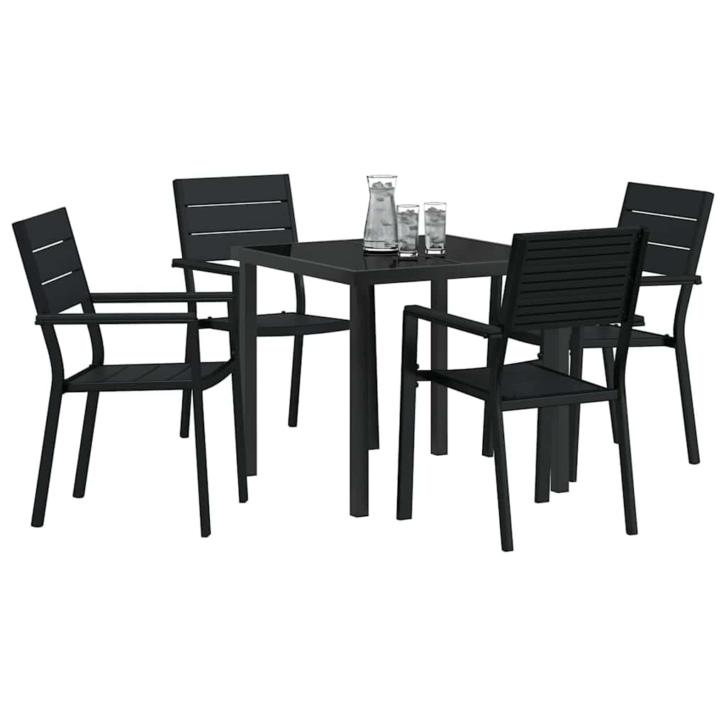 Kert étkező szett 5 pcs Fekete Porszórt acél