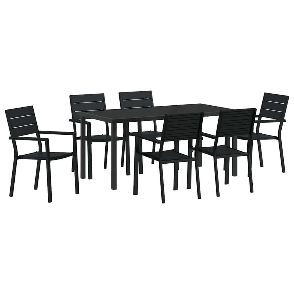 Kert étkező szett 7 pcs Fekete Porszórt acél