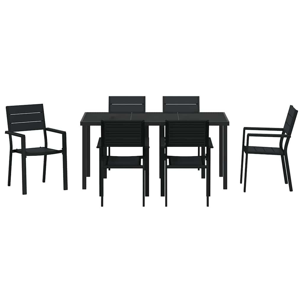 Kert étkező szett 7 pcs Fekete Porszórt acél
