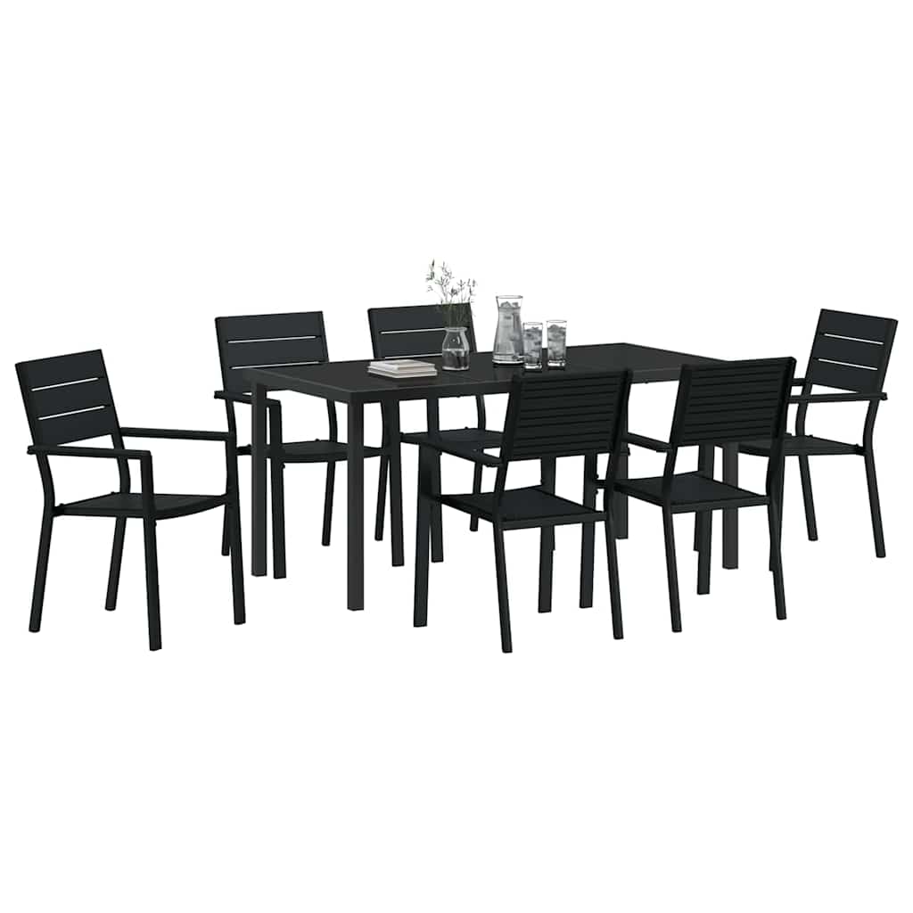 Kert étkező szett 7 pcs Fekete Porszórt acél