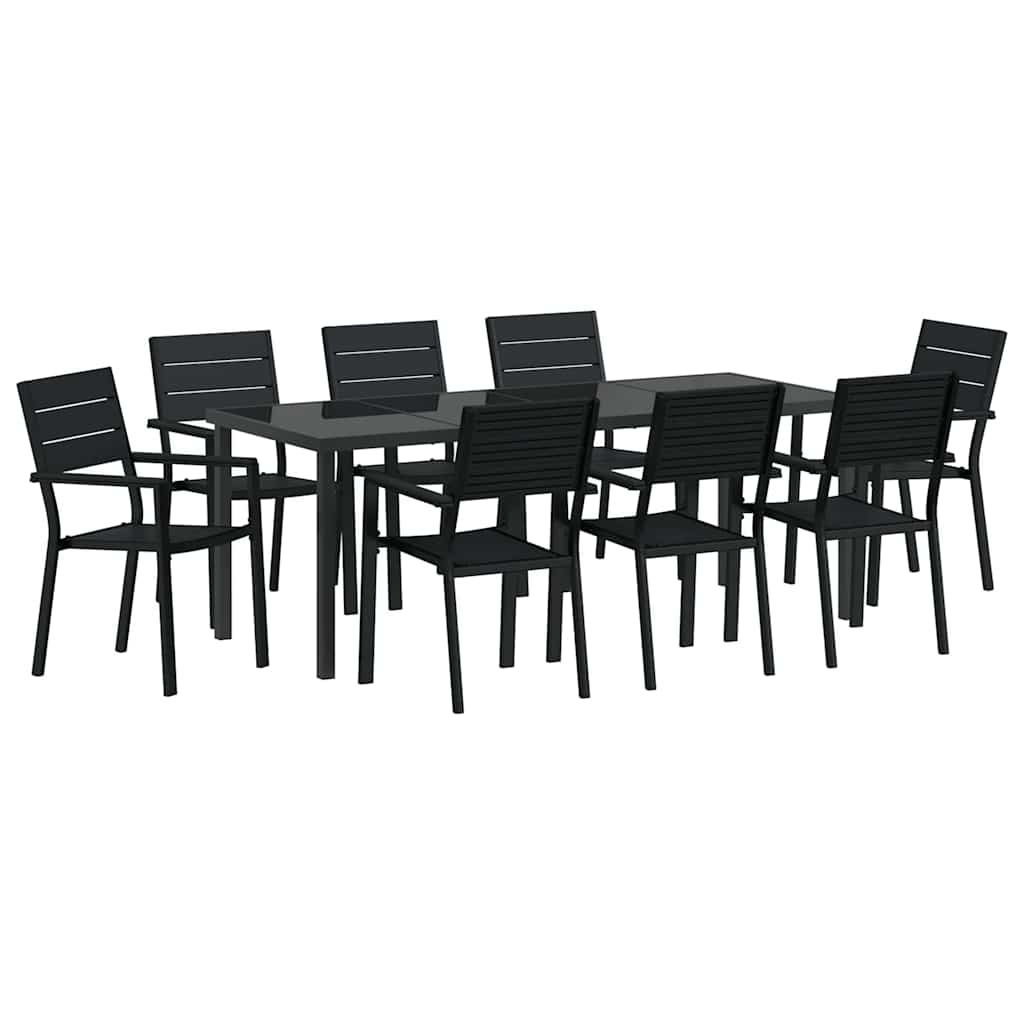 Kert étkező szett 9 pcs Fekete Porszórt acél