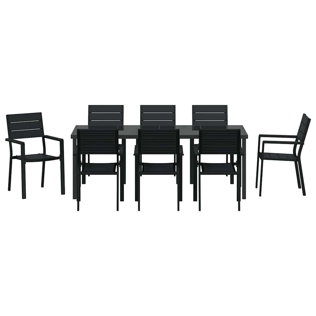 Kert étkező szett 9 pcs Fekete Porszórt acél