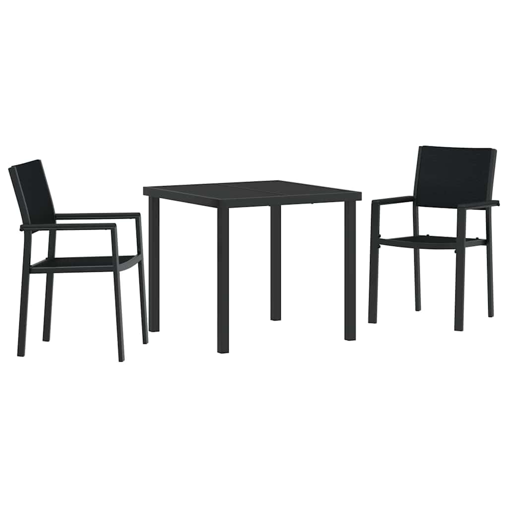Kert étkező szett 3 pcs Fekete Porszórt acél