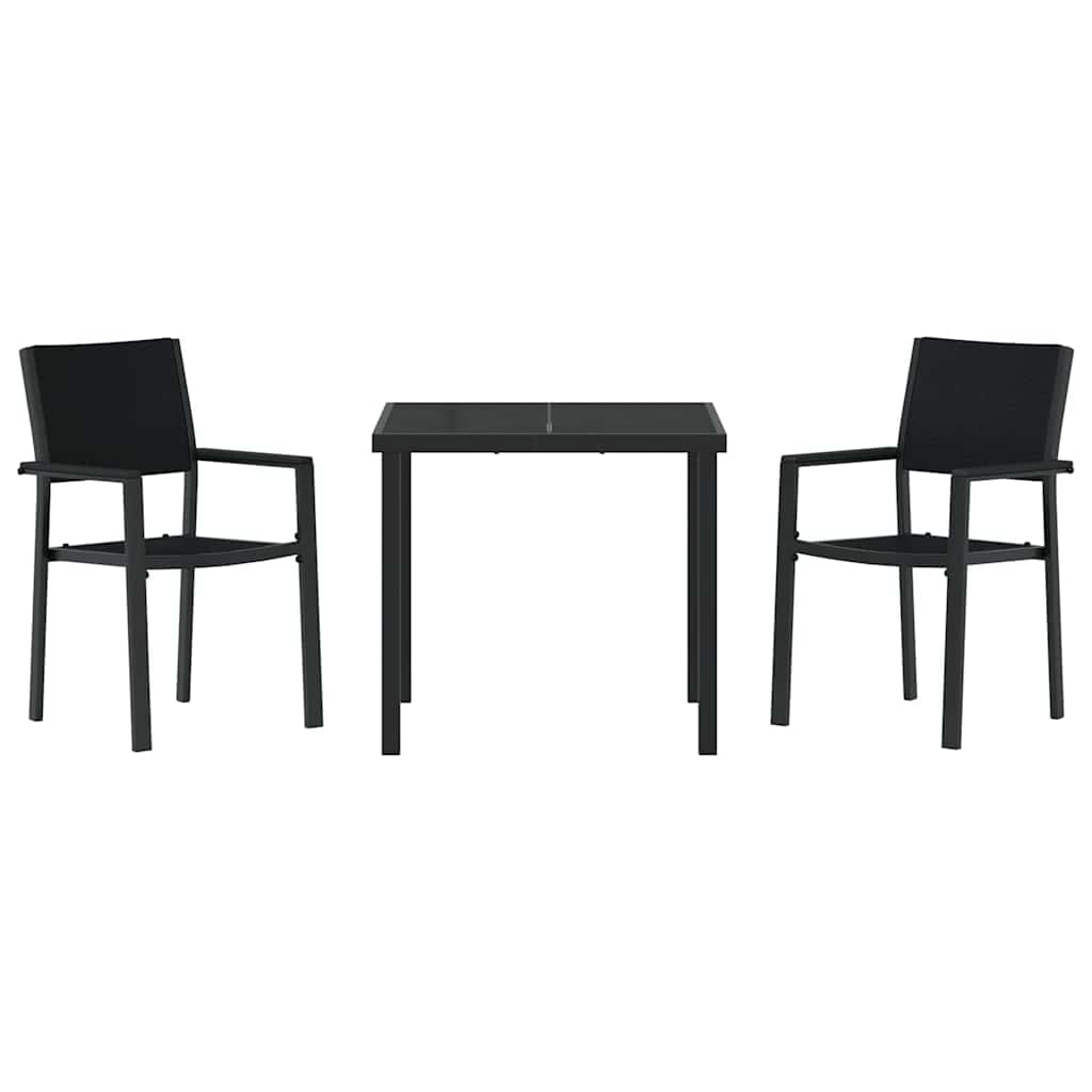 Kert étkező szett 3 pcs Fekete Porszórt acél