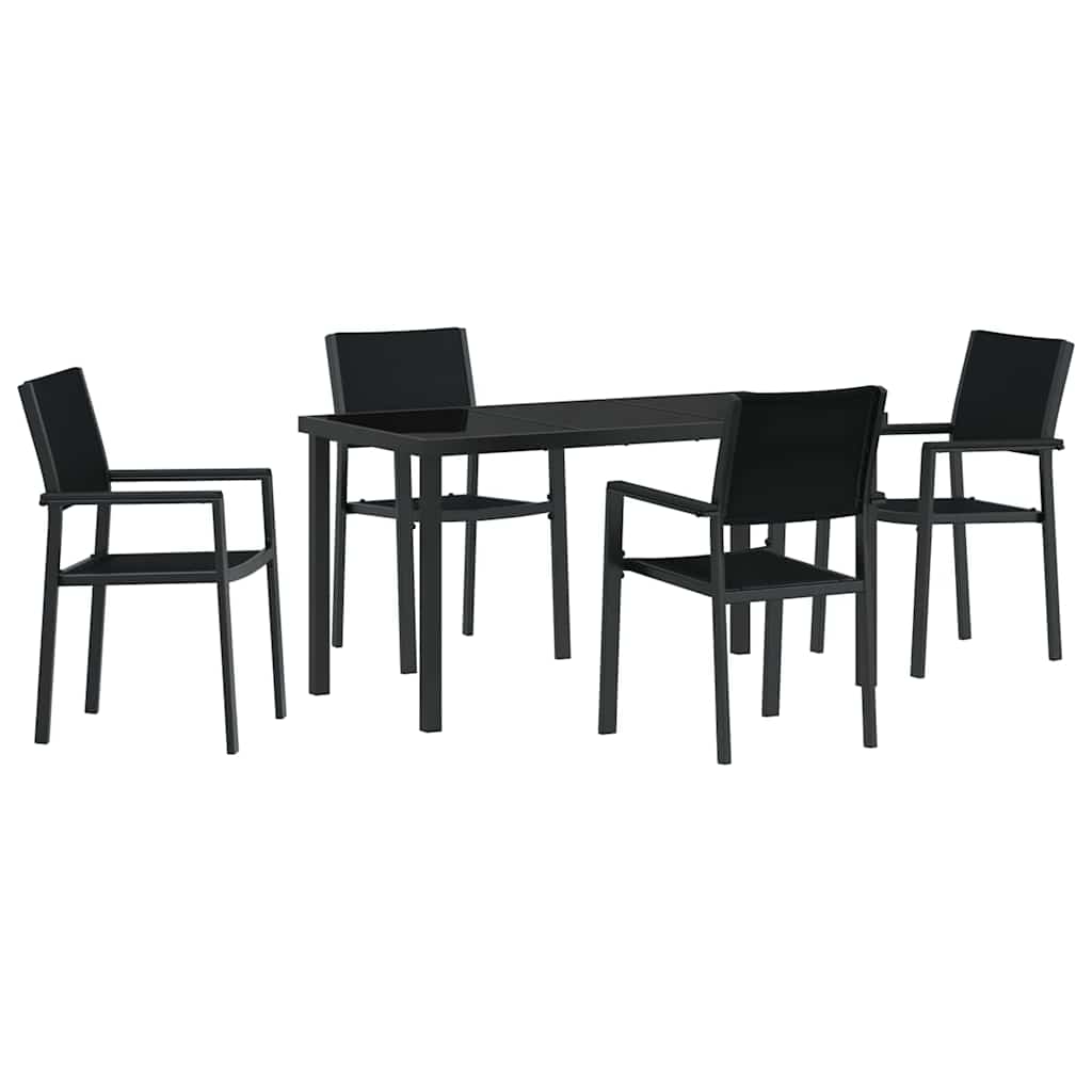 Kert étkező szett 5 pcs Fekete Porszórt acél