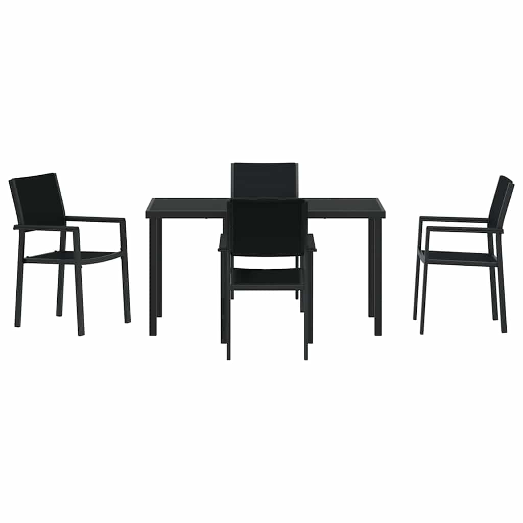 Kert étkező szett 5 pcs Fekete Porszórt acél