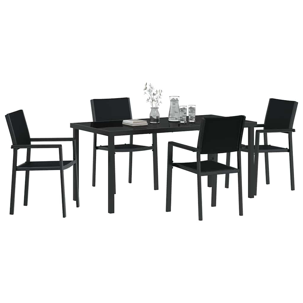 Kert étkező szett 5 pcs Fekete Porszórt acél