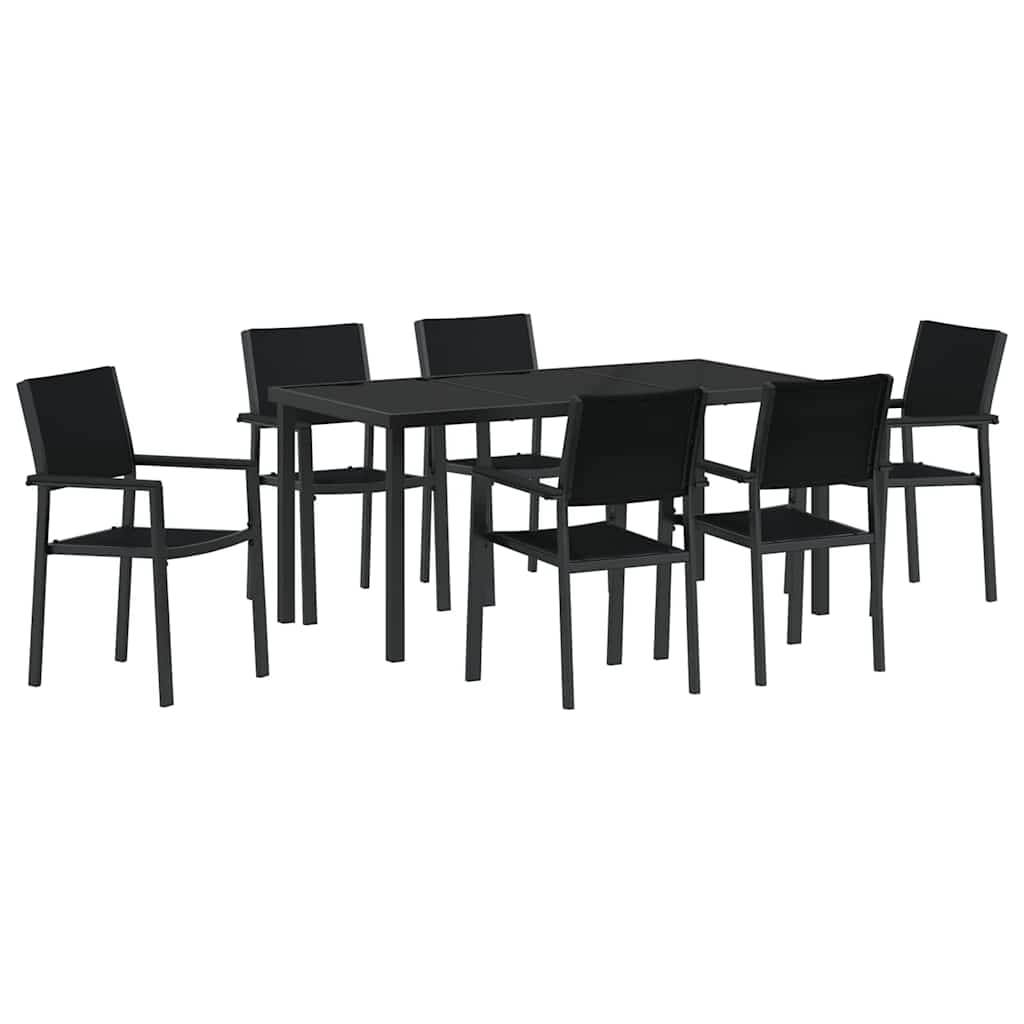 Kert étkező szett 7 pcs Fekete Porszórt acél