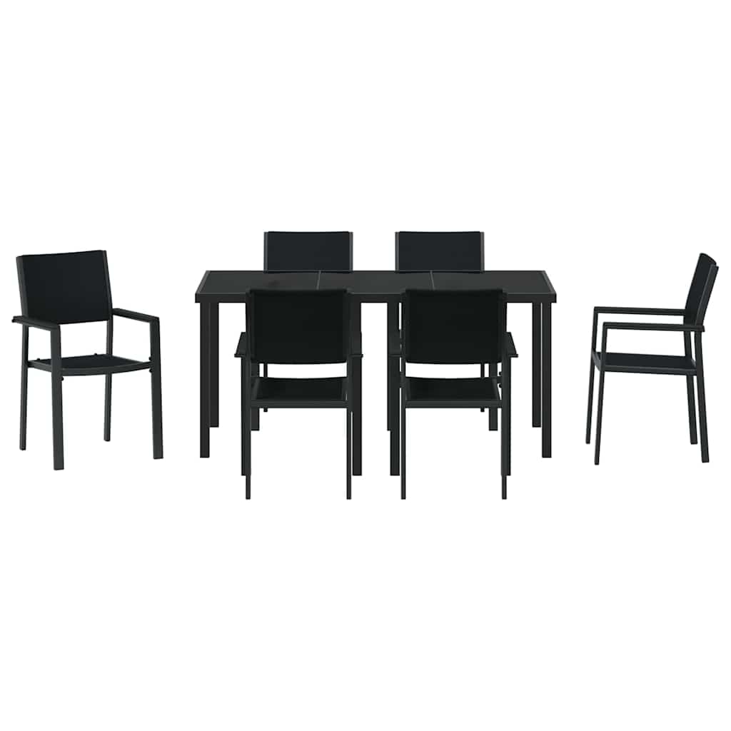 Kert étkező szett 7 pcs Fekete Porszórt acél