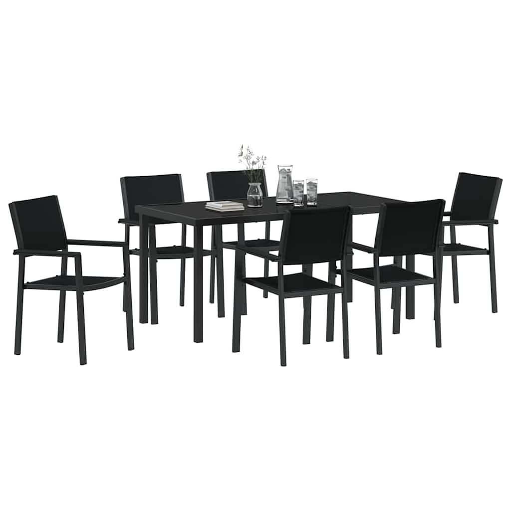 Kert étkező szett 7 pcs Fekete Porszórt acél