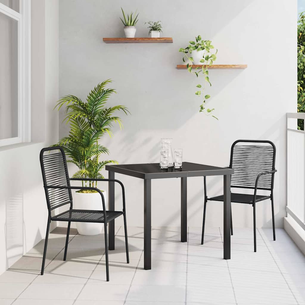 Kert étkező szett 3 pcs Fekete Porszórt acél