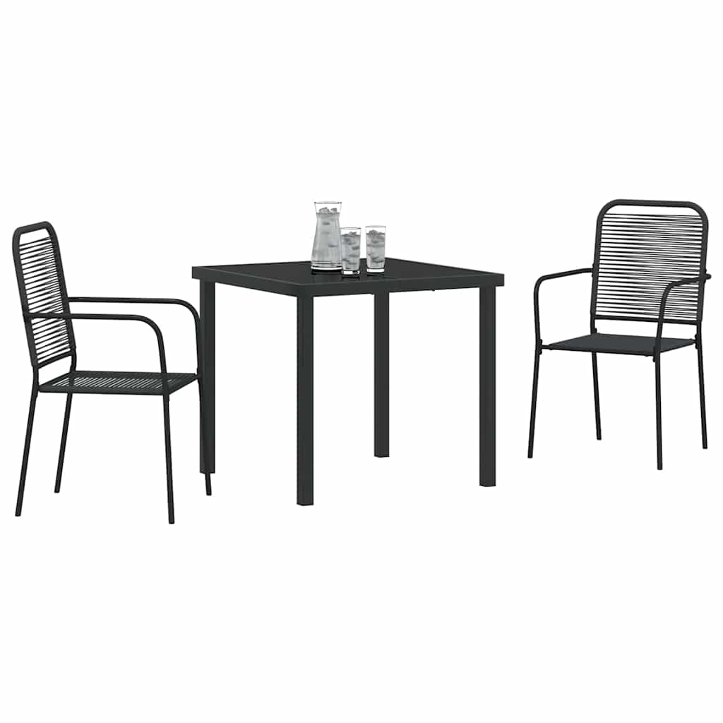Kert étkező szett 3 pcs Fekete Porszórt acél