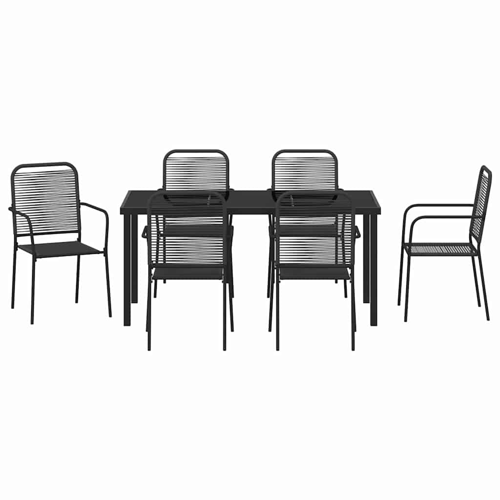 Kert étkező szett 7 pcs Fekete Porszórt acél