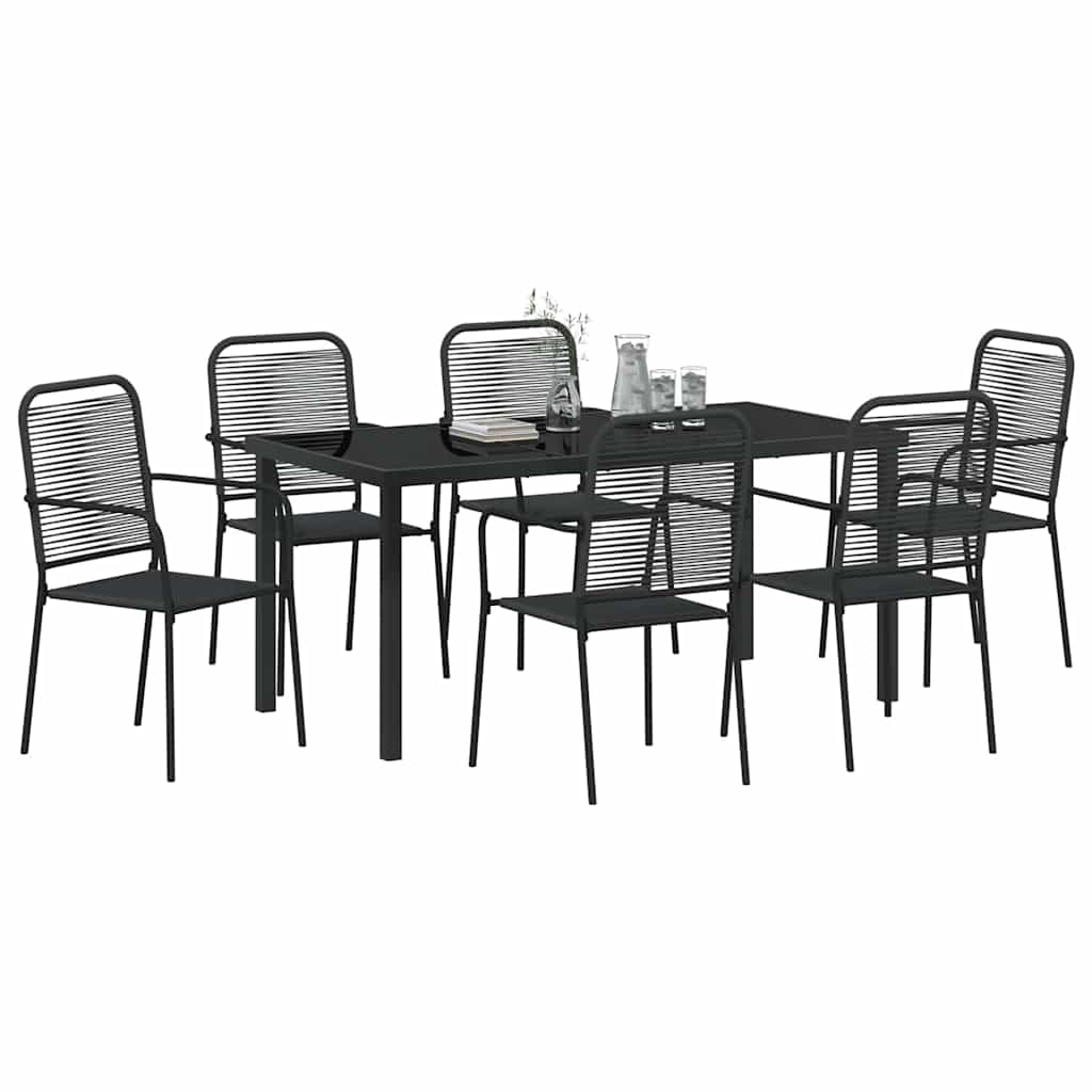 Kert étkező szett 7 pcs Fekete Porszórt acél