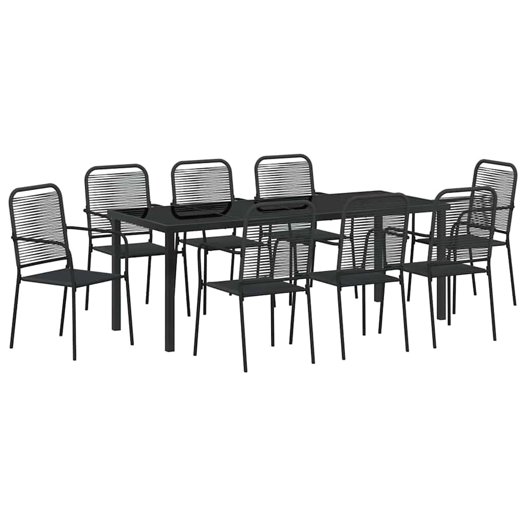 Kert étkező szett 9 pcs Fekete Porszórt acél