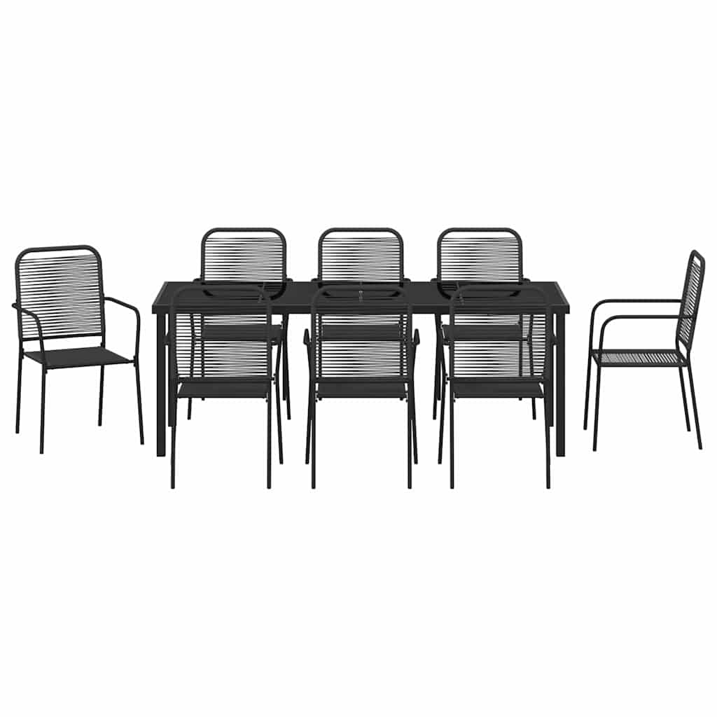 Kert étkező szett 9 pcs Fekete Porszórt acél