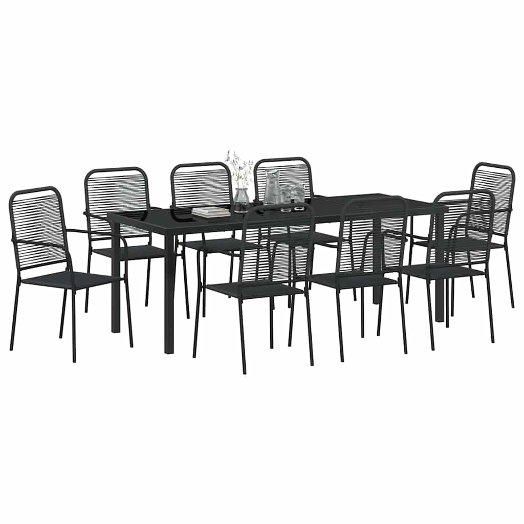Kert étkező szett 9 pcs Fekete Porszórt acél