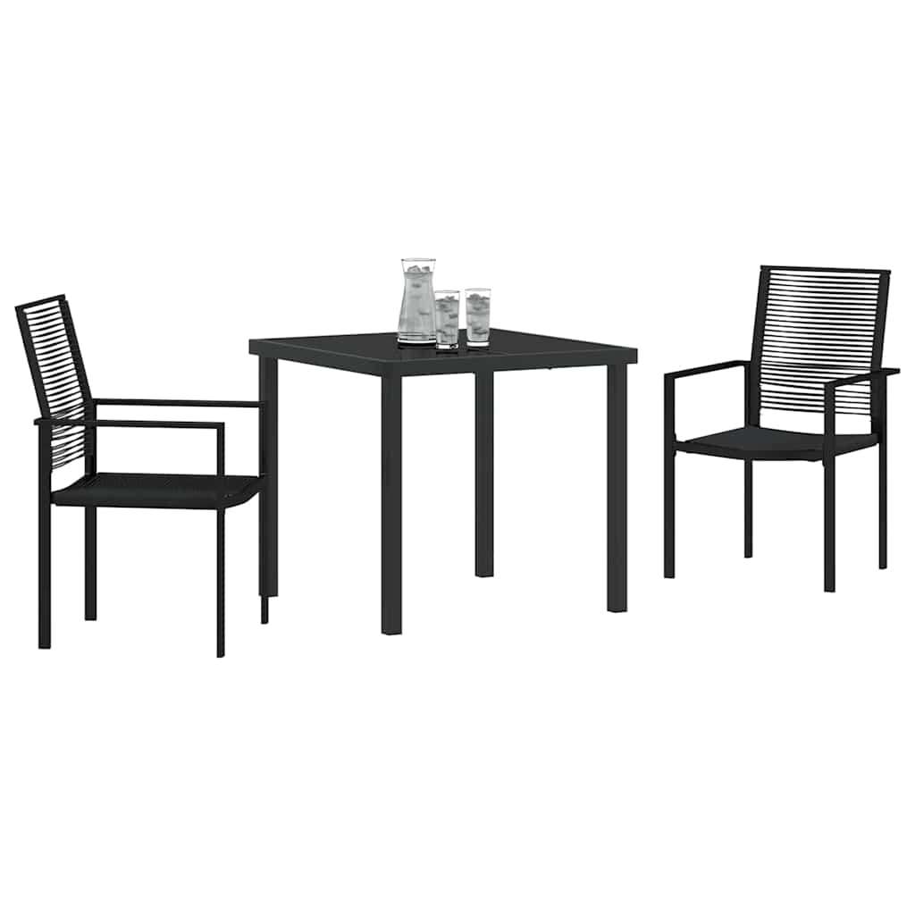 Kert étkező szett 3 pcs Fekete Porszórt acél