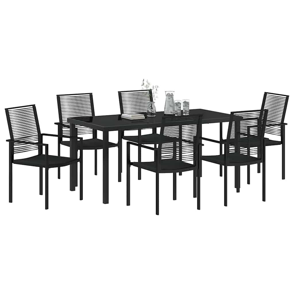 Kert étkező szett 7 pcs Fekete Porszórt acél