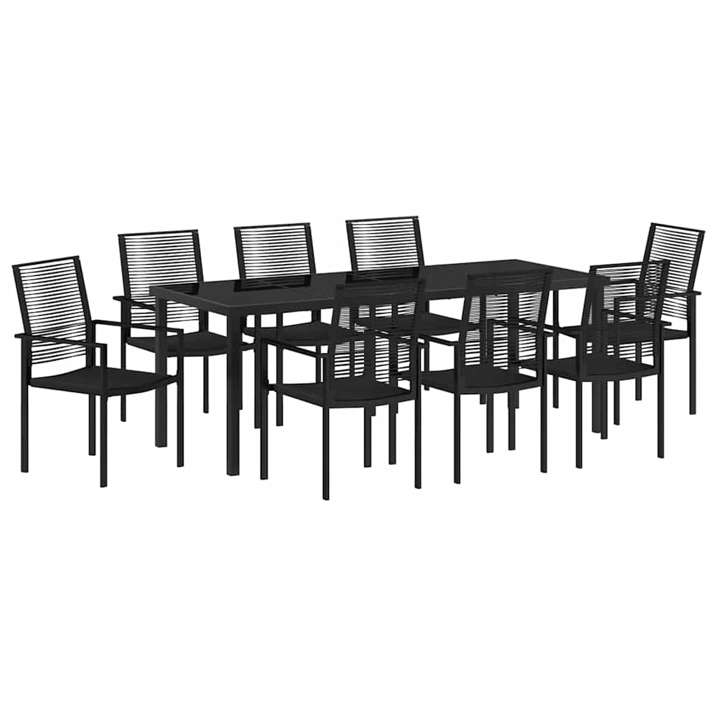 Kert étkező szett 9 pcs Fekete Porszórt acél