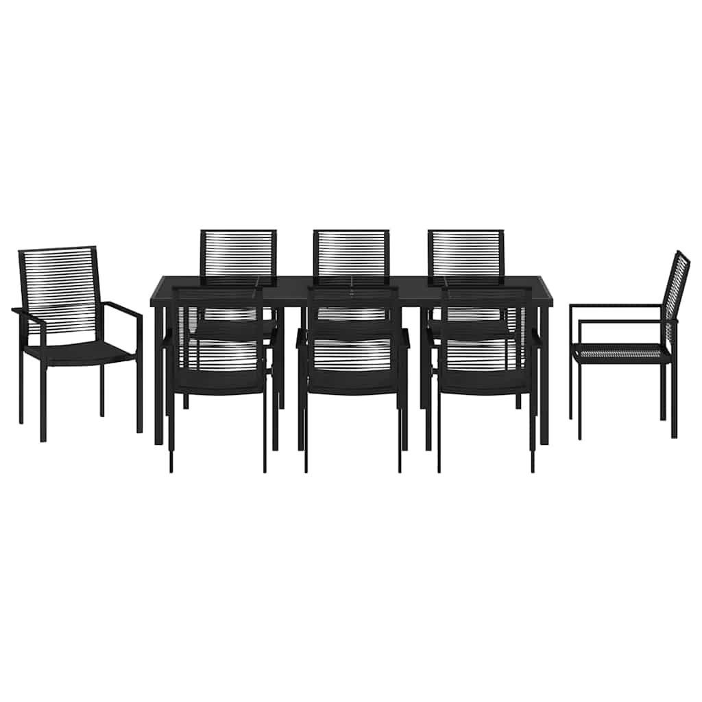 Kert étkező szett 9 pcs Fekete Porszórt acél