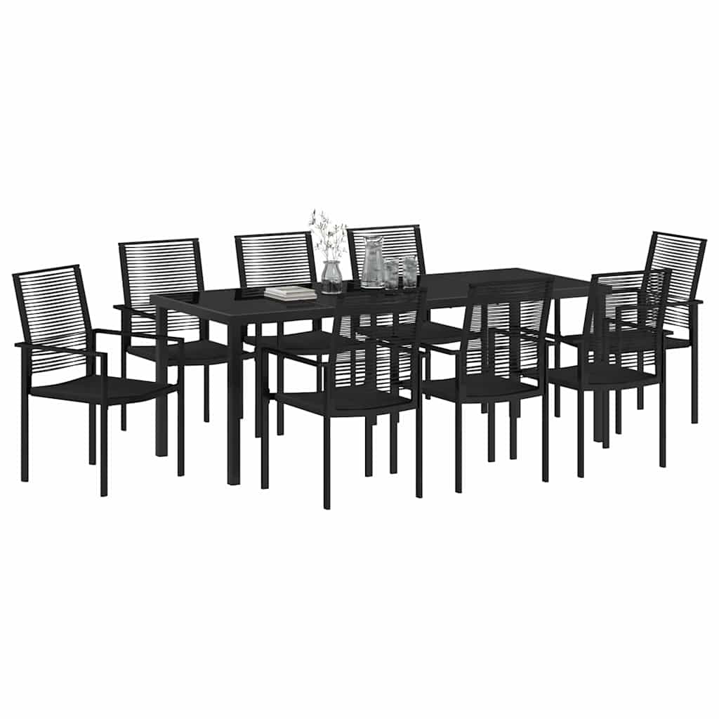 Kert étkező szett 9 pcs Fekete Porszórt acél