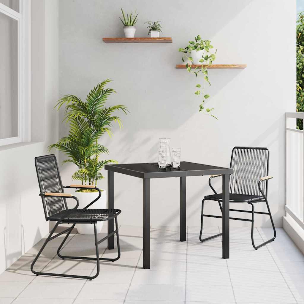 Kert étkező szett 3 pcs Fekete Porszórt acél