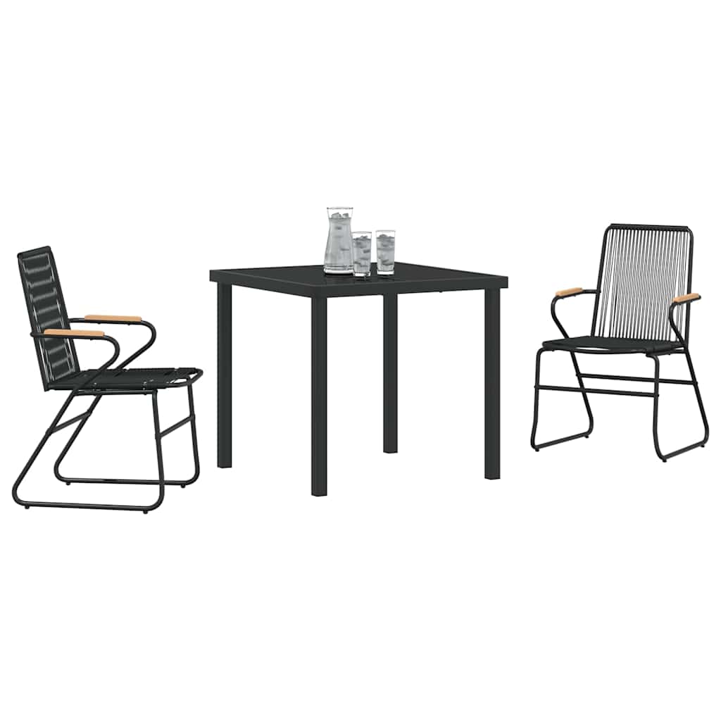 Kert étkező szett 3 pcs Fekete Porszórt acél
