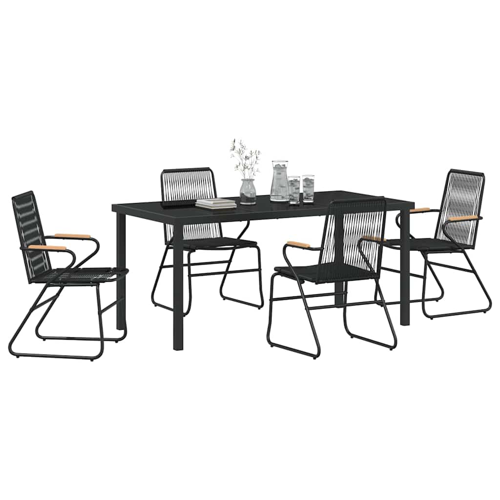 Kert étkező szett 5 pcs Fekete Porszórt acél