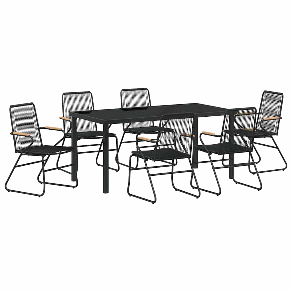 Kert étkező szett 7 pcs Fekete Porszórt acél